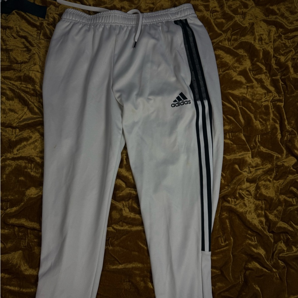 Adidas White Joggers with Black Accents